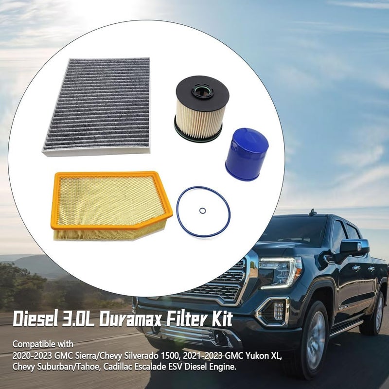 GOLACOD 3.0L Duramax Filter Kit with TP1015 & PF66, 13508023, A3244C – Fuel, Oil, Cabin, Air Filters Compatible with 2020-2023 GMC Sierra/Yukon XL, Chevy Silverado 1500/Suburban/Tahoe - Image 2